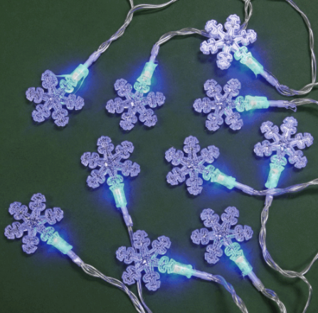Гирлянда эл. насадка "Снежинка" 2м, 10LED, голубой, пост.св, ПВХ проз, 2хАА СНОУ БУМ 381322